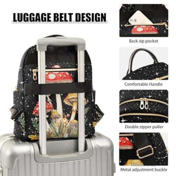 Small Quilted Backpack Purse Daypack Travel Bag Water Resistant Polyester main image 4